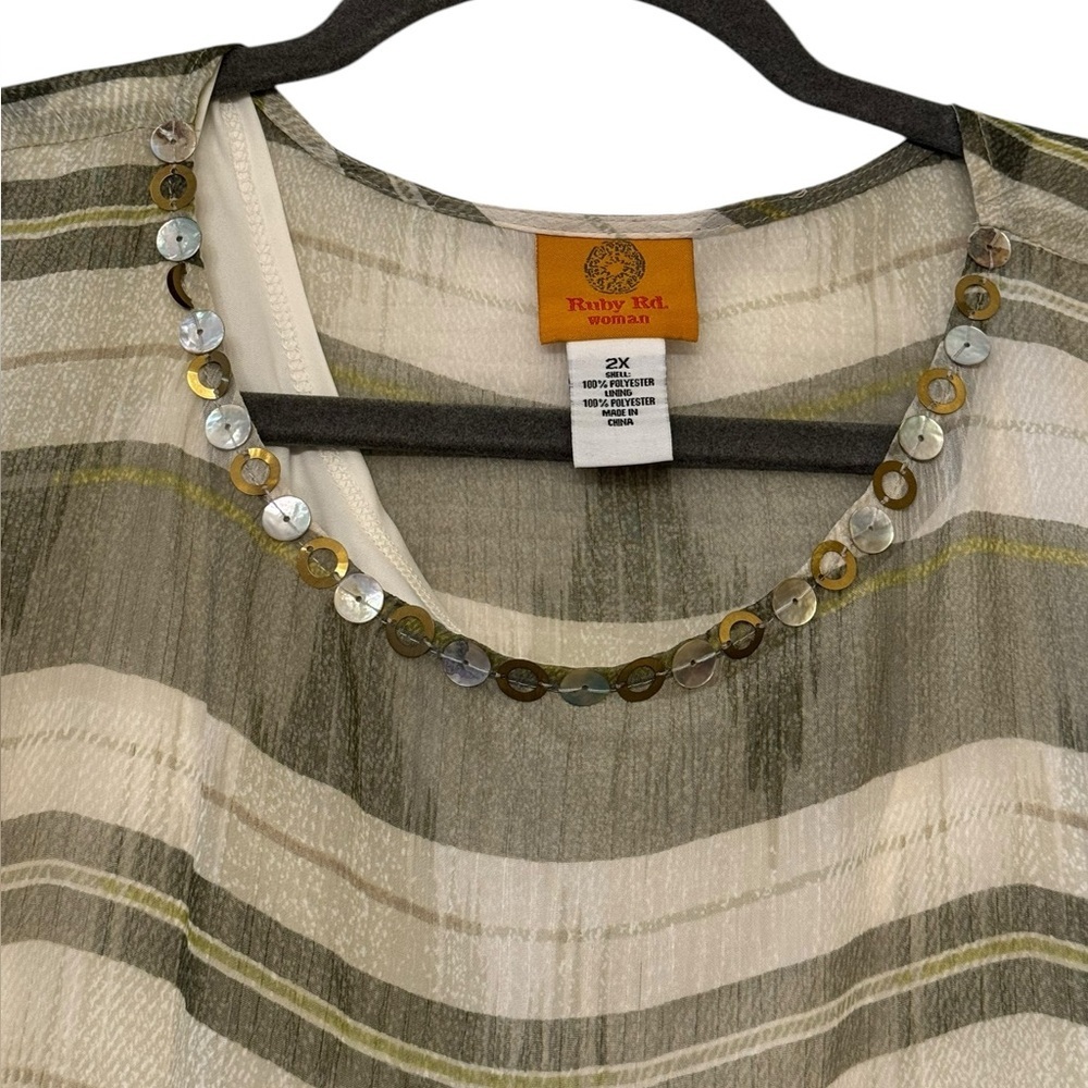 Ruby Rd Sheer Poncho Style Top with Tank - Picture 4 of 7